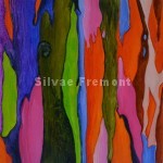 Rainbow Tree IHuile sur bois10 x 10 cm
