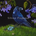 Raven with a pearlHuile sur bois22,5 x 30 cm