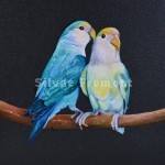 LovebirdsHuile sur bois10 x 10 cm